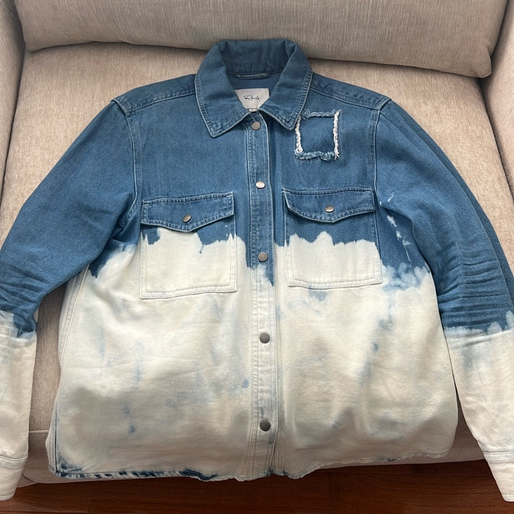 Rails Acid Washed Denim Snap Top